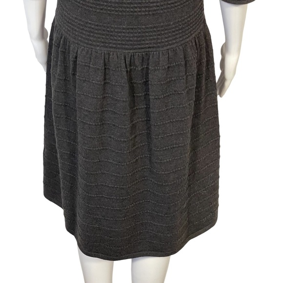 Vince Camuto Dark Grey Ribbed Pointelle 3/4 Sleeve Stretch Sweater Dress Sz L - Picture 8 of 10